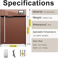 Vista 2 de Automatic Chicken Coop Door - Opener with Timer & Display Battery Powered Aluminum Auto Coops Door Light Sensor with Remote for Poultry Nest Cage