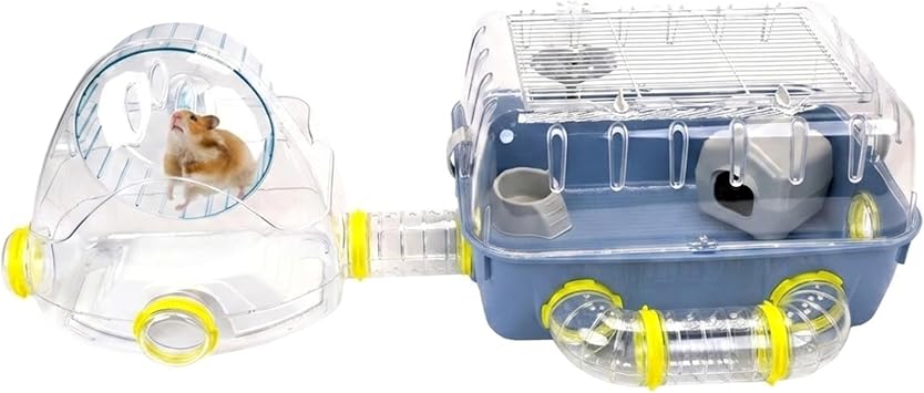 Ferplast Combi 2 Innovative Hamster Cage - Customizable Habitat with External Exercise Wheel - Interactive Transparent Design - Accessories, Tubes Connect&Play, 79,5x29,5xh26,3cm