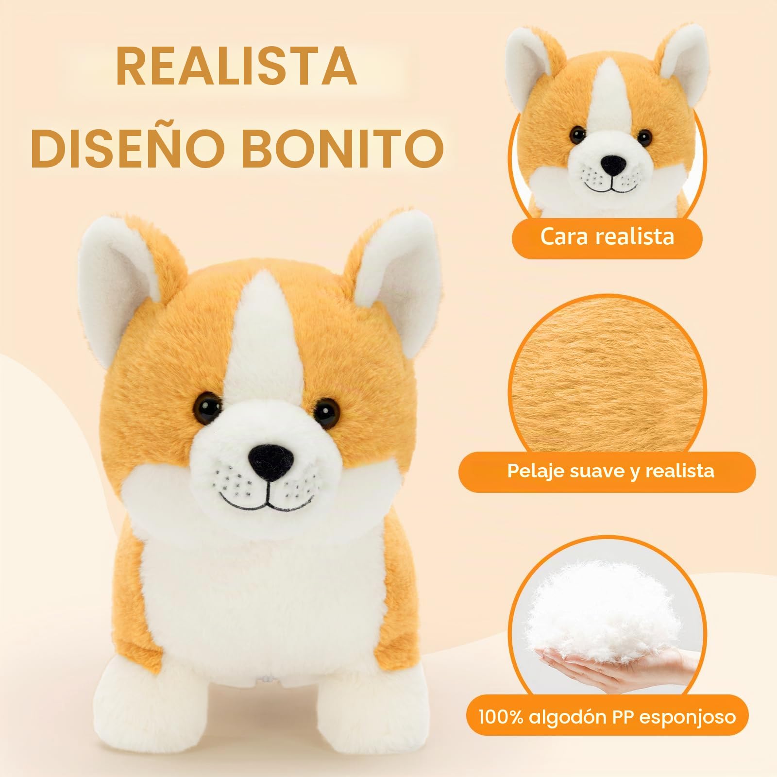 MorisMos 4 Peluches de Perro Corgi de 40 cm con 3 Cachorros en el Interior, Regalo Kawaii para niños y niñas