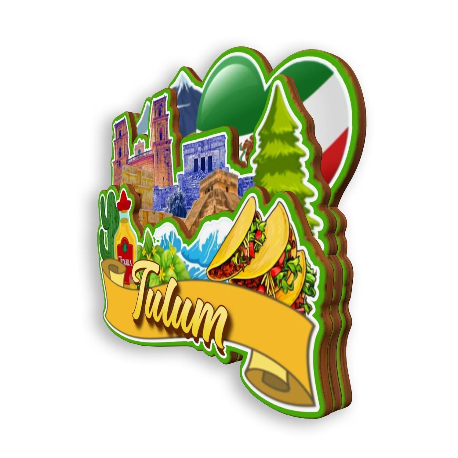 Imán De Nevera Tulum México | Recuerdo De Viaje Decorativo En MDF 1.2 Cm | Aprox. 7.6x10.2 Cm
