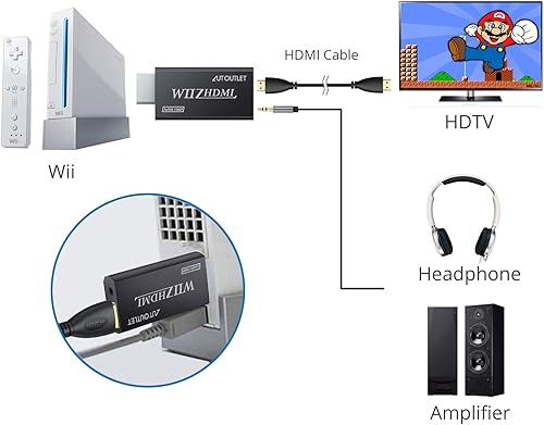 Miniatura 3 de AUTOUTLET Wii to HDMI Converter WII2HDMI Wii Signal to HDMI Support 720P 1080P 3.5MM Audio HD Video Output Adapter with 1M HDMI Cable Compatible