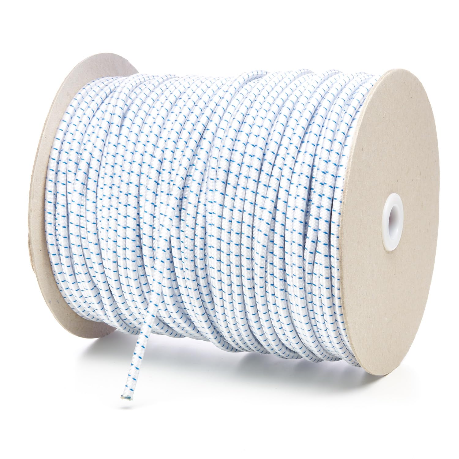 5mm Round Bungee Elastic Shock Cord Heavy Duty DIY Tarps and Tie Down Premium Quality Made in UK (White/Royal Blue Fleck, 10 Metre Cut Length)