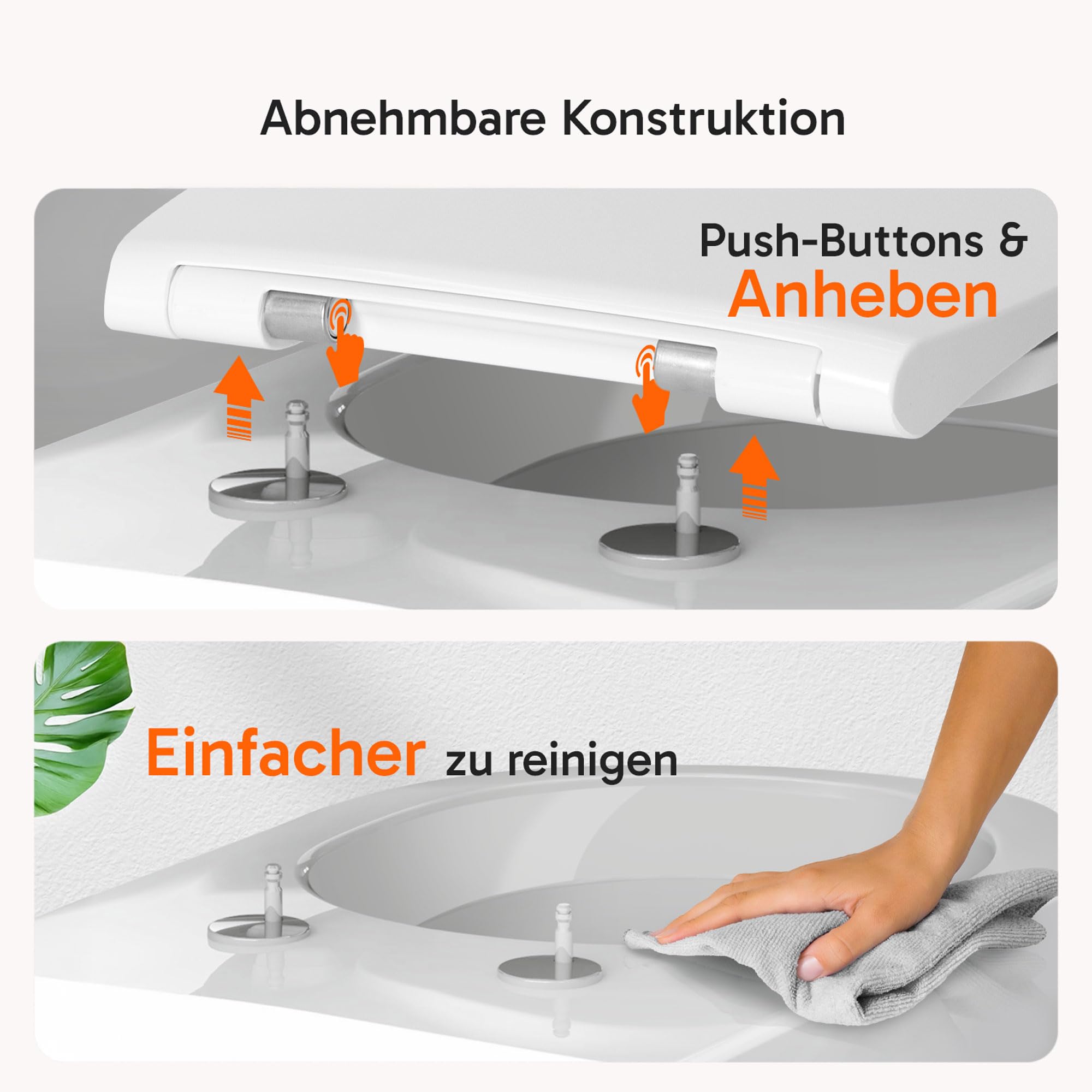 Hochkönig WC-Sitz Weiß – Premium Duroplast mit Softclose & Edelstahl Scharnier – Antibakteriell, abnehmbar – Universell passend, einfache Montage – Made in Austria