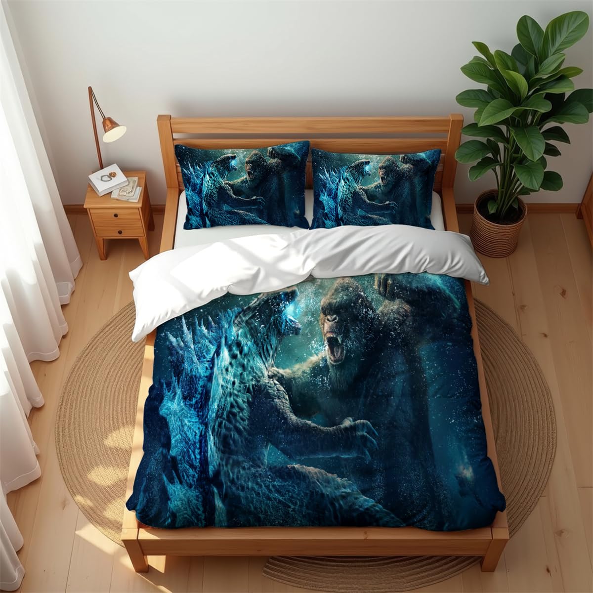 Parure de lit King Kong coton premium respirante 200x200cm Ste-X