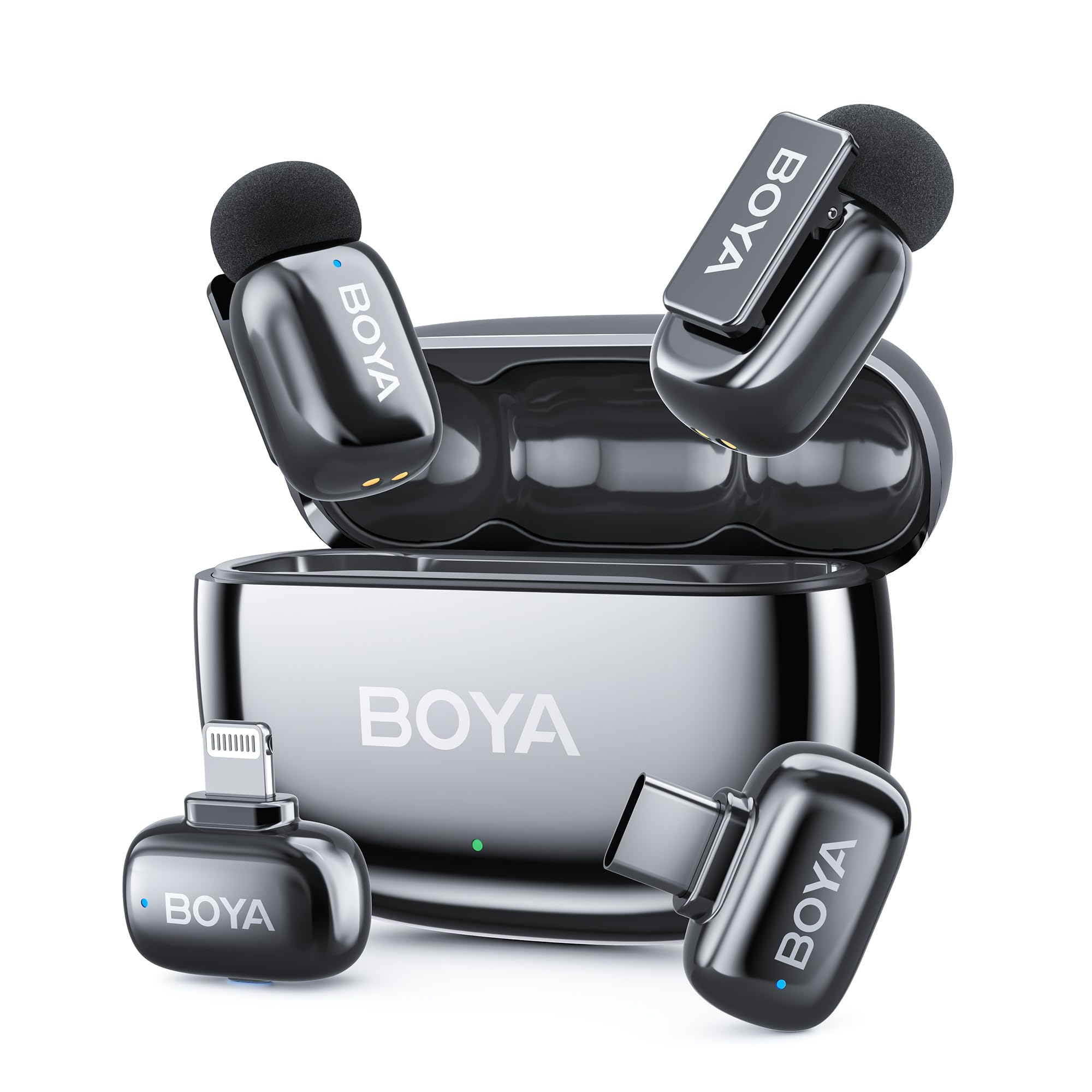 BOYA Mini 2 Mikrofon Kabellos, Ansteckmikrofon mit USB-C & Geräuschunterdrückung, Lavalier Mikrofon Handy Kompatibel mit iPhone&Android Smartphones für Inhaltsersteller