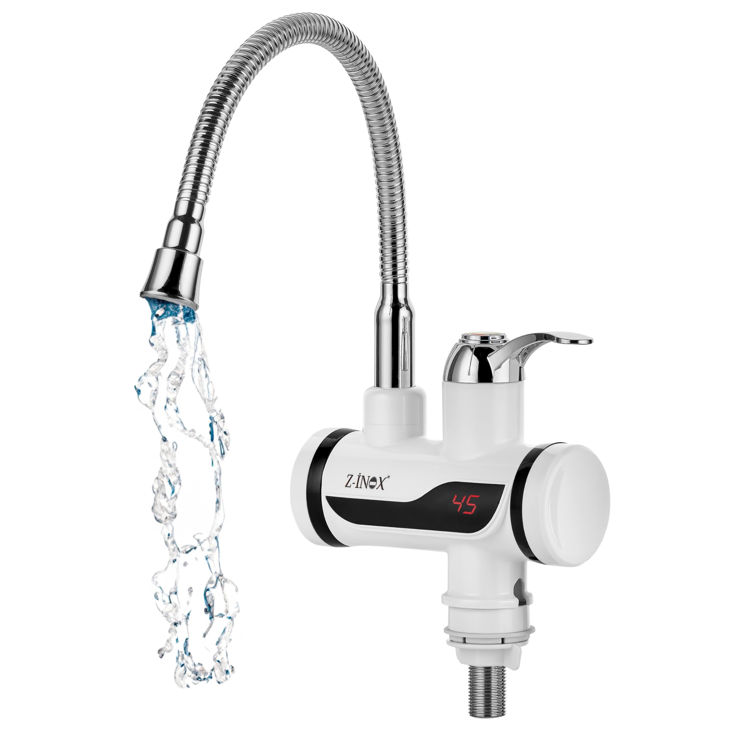 Zilan 3000W Warmwasserhahn, 22cm x 61cm x 75cm Größe, Silber