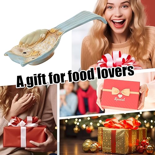 Miniatura 5 de CAIRIAC Soporte para cucharas de búho, soporte de cuchara de cerámica, decoración de mesa de cocina, adecuado para encimera de cocina, mesa de