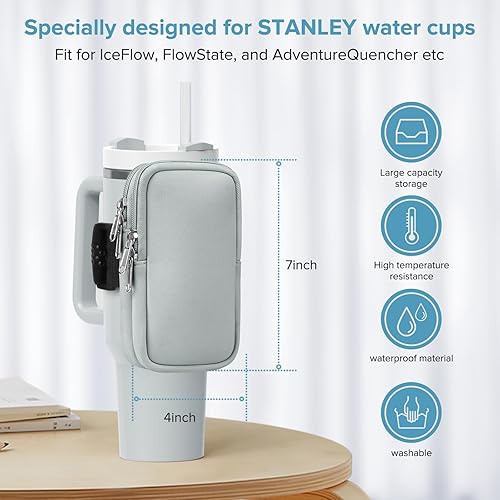 Miniatura 10 de Bolsa para botella de agua para Stanley Cup de 40 onzas, 30 onzas, bolsa para botella de agua para correr, tarjetas, llaves, teléfono, accesorios de