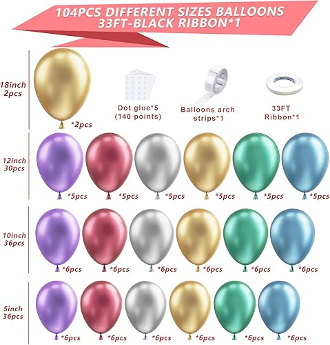 Miniatura 9 de NISOCY - Kit de guirnalda y arco de globos de látex rosa intenso, 102 globos de 1812105 pulgadas, para baby shower, boda, cumpleaños, Día de San