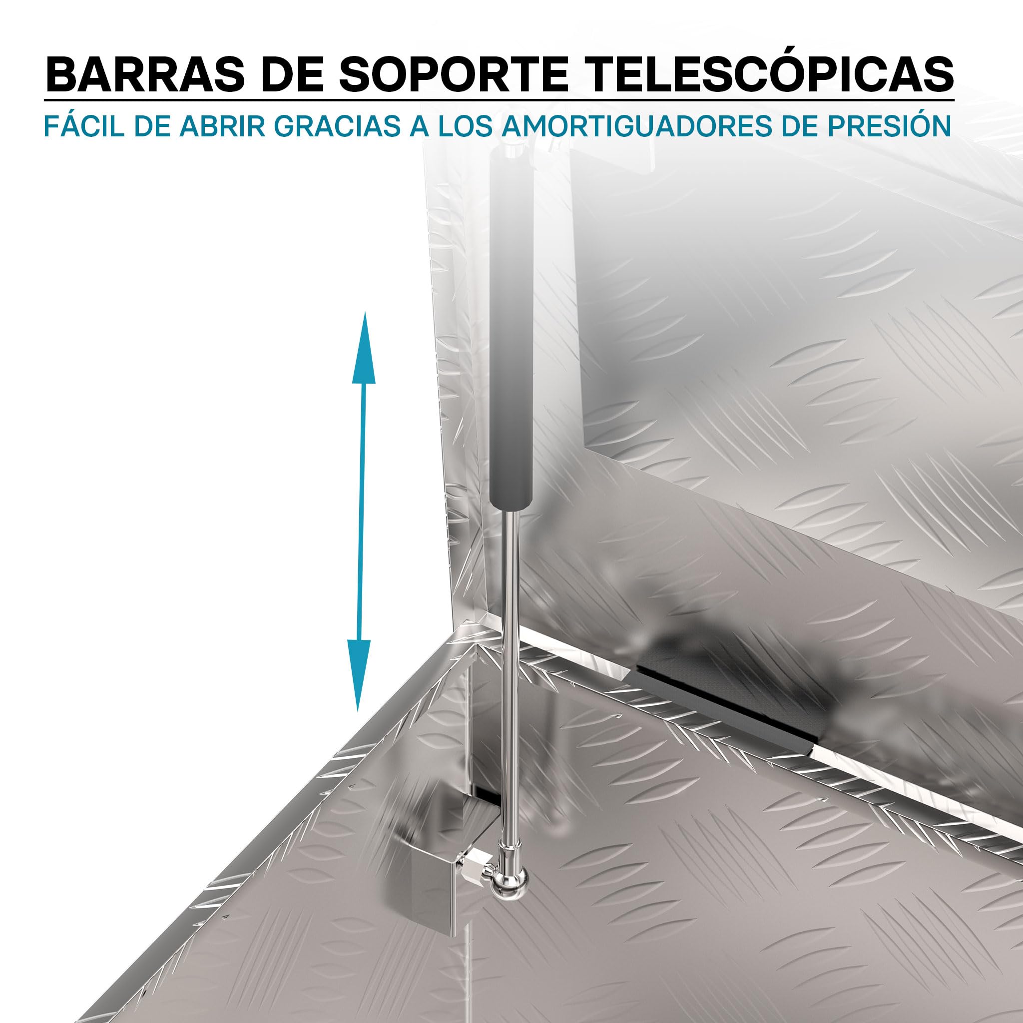 Wiltec Caja de herramientas metálica 124x37x38 cm cofre de transporte color plata, cajón de transporte, baúl de almacenaje con llave, cajón de aluminio con asas pata almacenaje