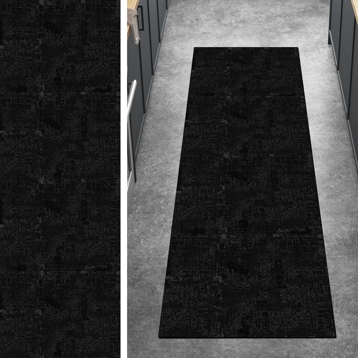 Alfombras de Pasillo Antideslizantes, 110x200CM Negro Alfombra de Pasillo de Cocina y Pasillo Lavable Abstracta Antideslizante Alfombra Larga de Pasillo para Pasillo Dormitorio Entrada