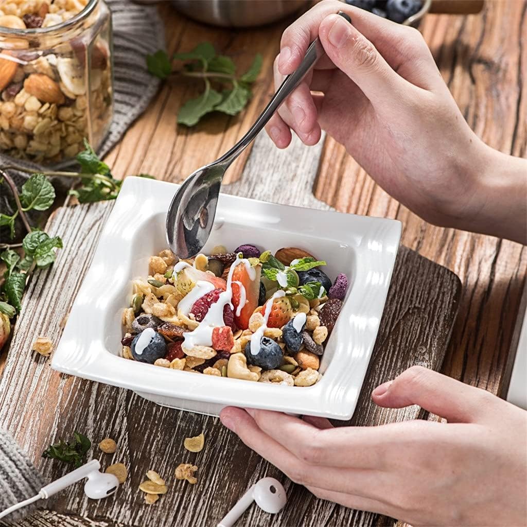 6-Piece 5.5" Ivory White Porcelain China Ceramic Cereal Bowls Salad Soup Bowls (14 * 14 * 5.5cm)