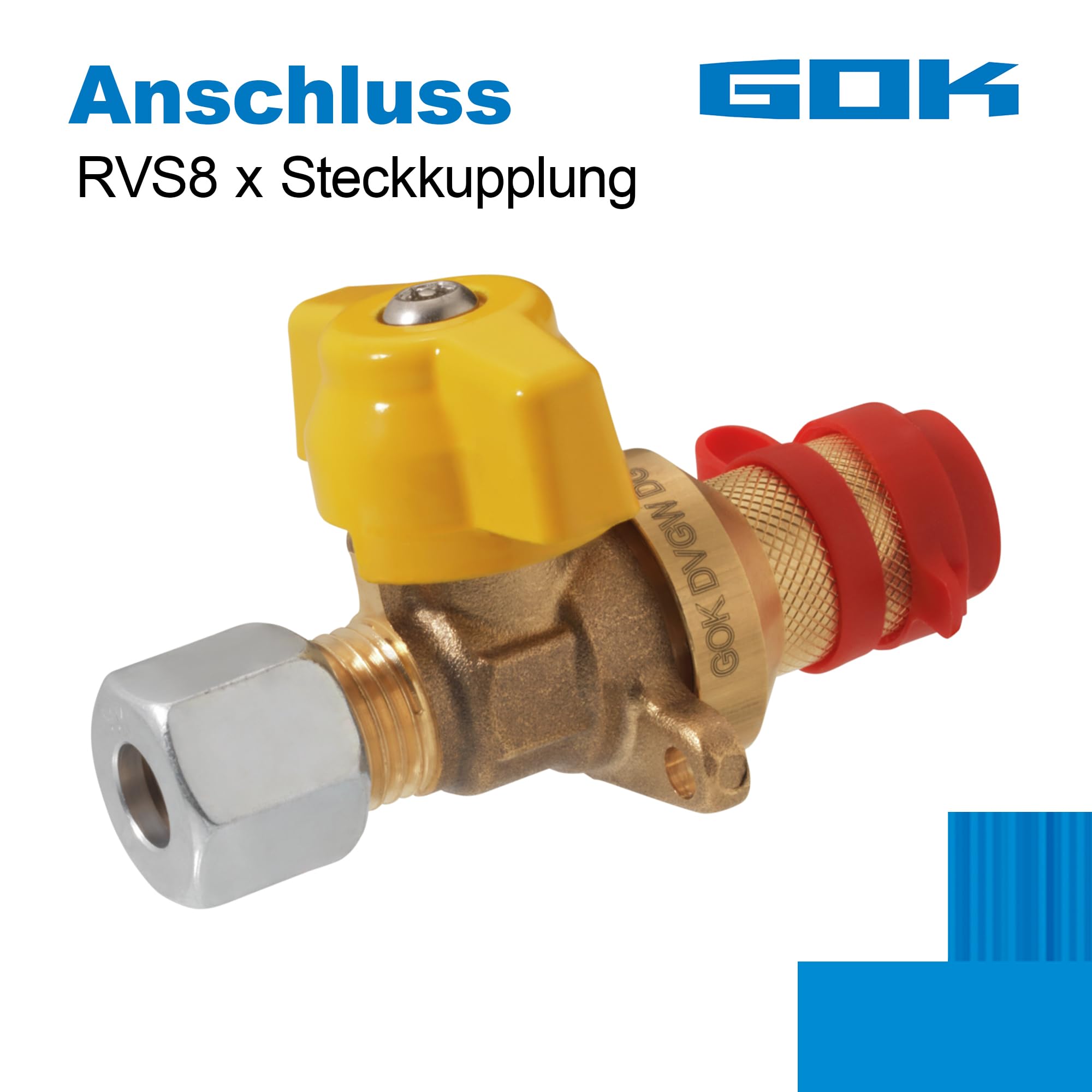 Produktbild von GOK Absperrventil Typ RV – Gerade Ausführung, RVS 8 X RVS 8, Messing, Für Öl- Und Gasleitungen, PS 16 Bar