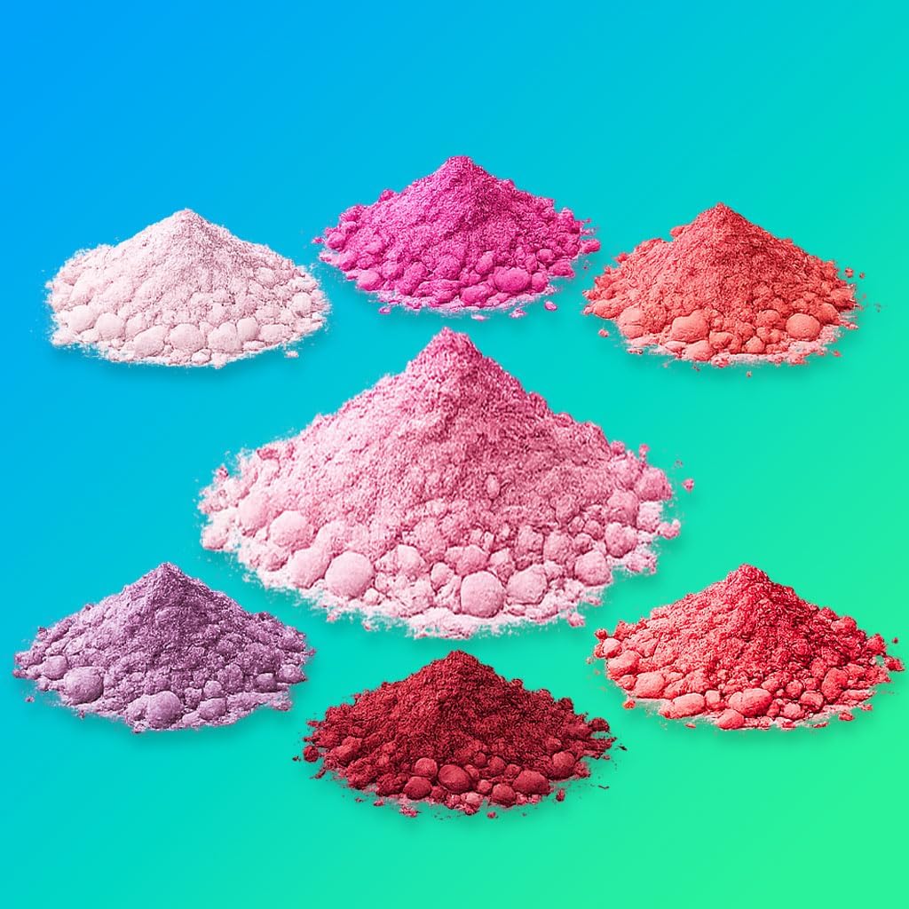 Set of RED & PINK shade pigments - for Ceramics, Pottery, Porcelain - A Bargain Collection (3.5 oz)