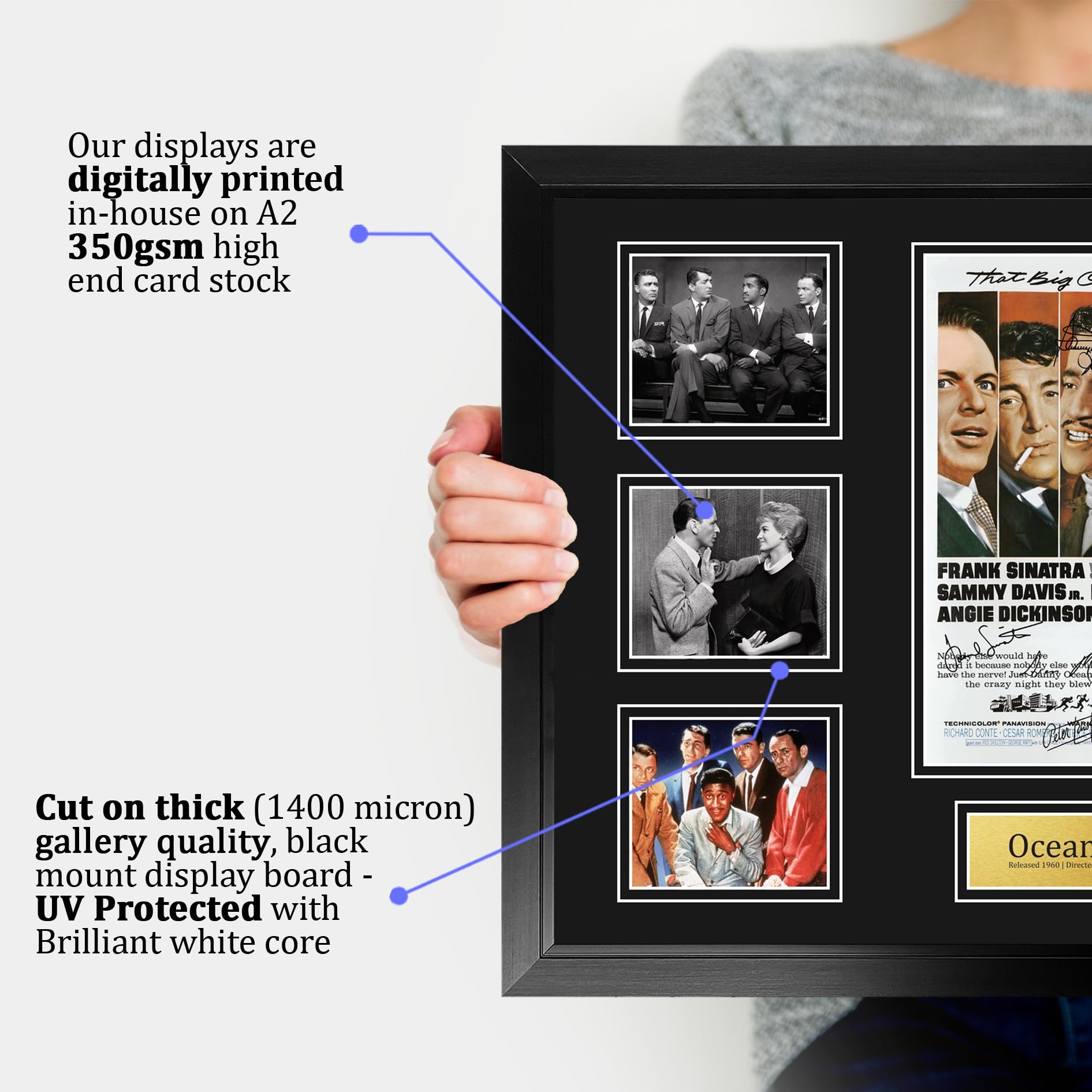 HWC Trading Ocean's 11 Podpisany Plakat Filmowy A2 Deluxe w Ramie