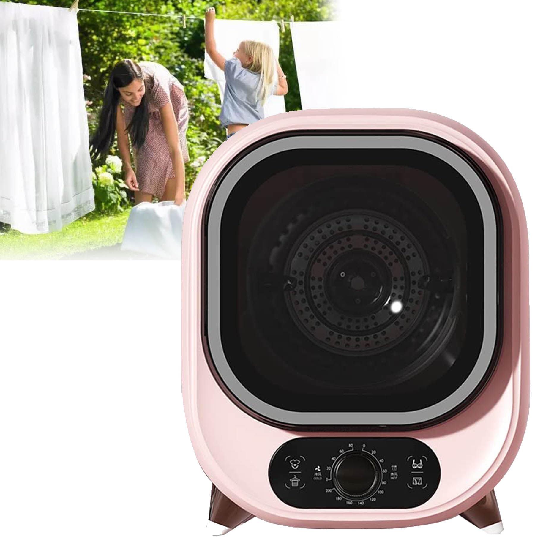 Mini Asciugatrice Elettrica Portatile, Asciugatrice Portatile Compatta a Carico Frontale, Asciugatura Rapida a Basso Consumo Energetico 450 W per Tutti I Tessuti,Pink