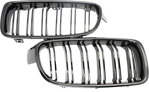 Miniatura 3 de Parrilla de riñón frontal ABS F30 F31 F35, compatible con BMW Serie 3 2012-2018 (juego de 2 piezas de rejillas negras brillantes de doble listón)