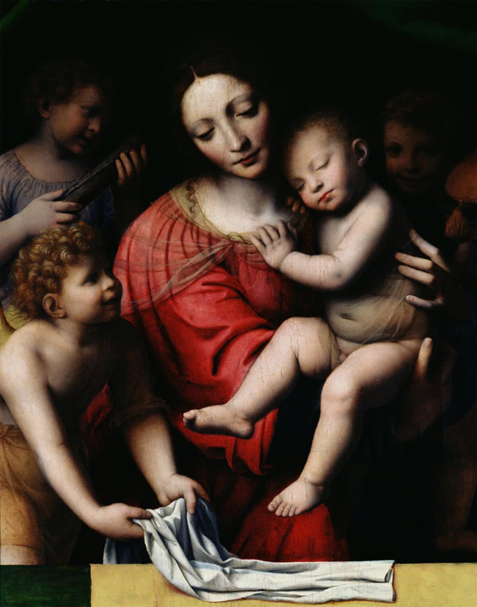 ARTXLXXBN Famous Print Painting Colorful Art Print the Sleeping Jesus or Lady Holding the Sleeping Child by Bernardino Luini Canvas Art Decorations for Home Decor 60x90cm