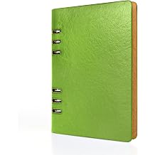 SIMDAO A5 Leather Notebook Refillable Recycled Journal 6 Holes Rings Loose Pocket Leather Refillable Hard Cover Diary Notebook for Travel Business Writing Green