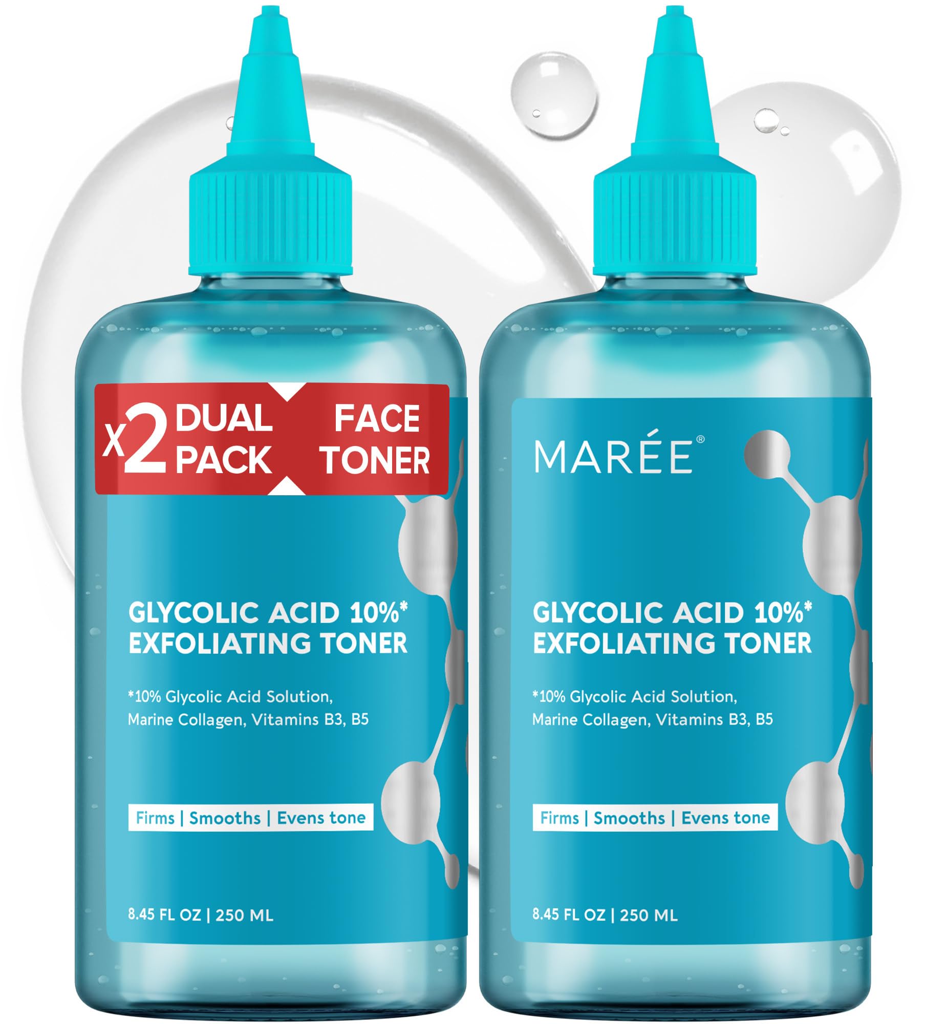 MAREE Toner Glykolsäure Peeling-Toner für Gesicht, 2 Stück, Acido Glicolico para Manchas