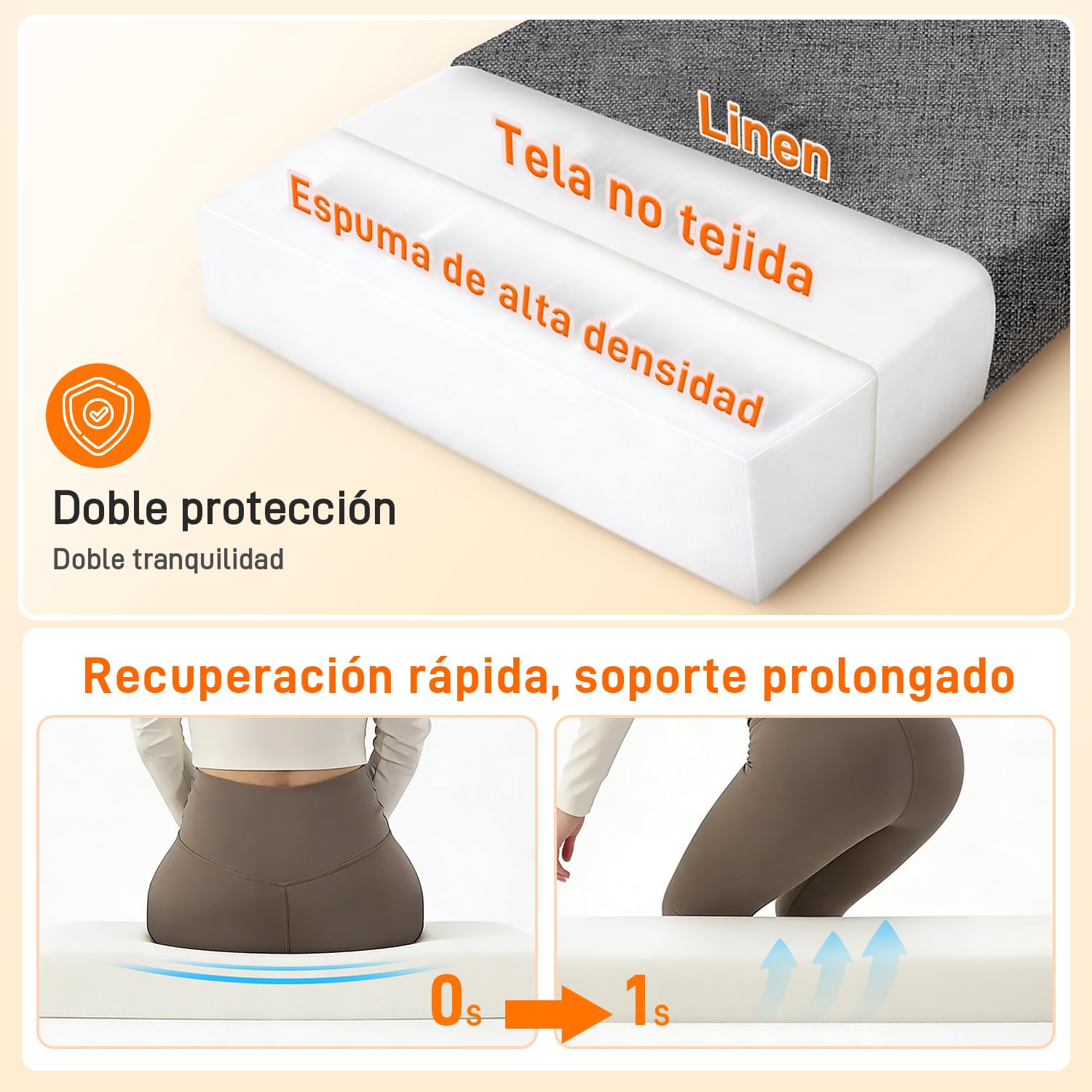 Cojín para Banco Lino Parte Inferior Antideslizante, Cojin Banco Interior Exterior Espuma de Alta Resistencia, Cojín de Muebles para Banco de jardín y Patio, Ventana