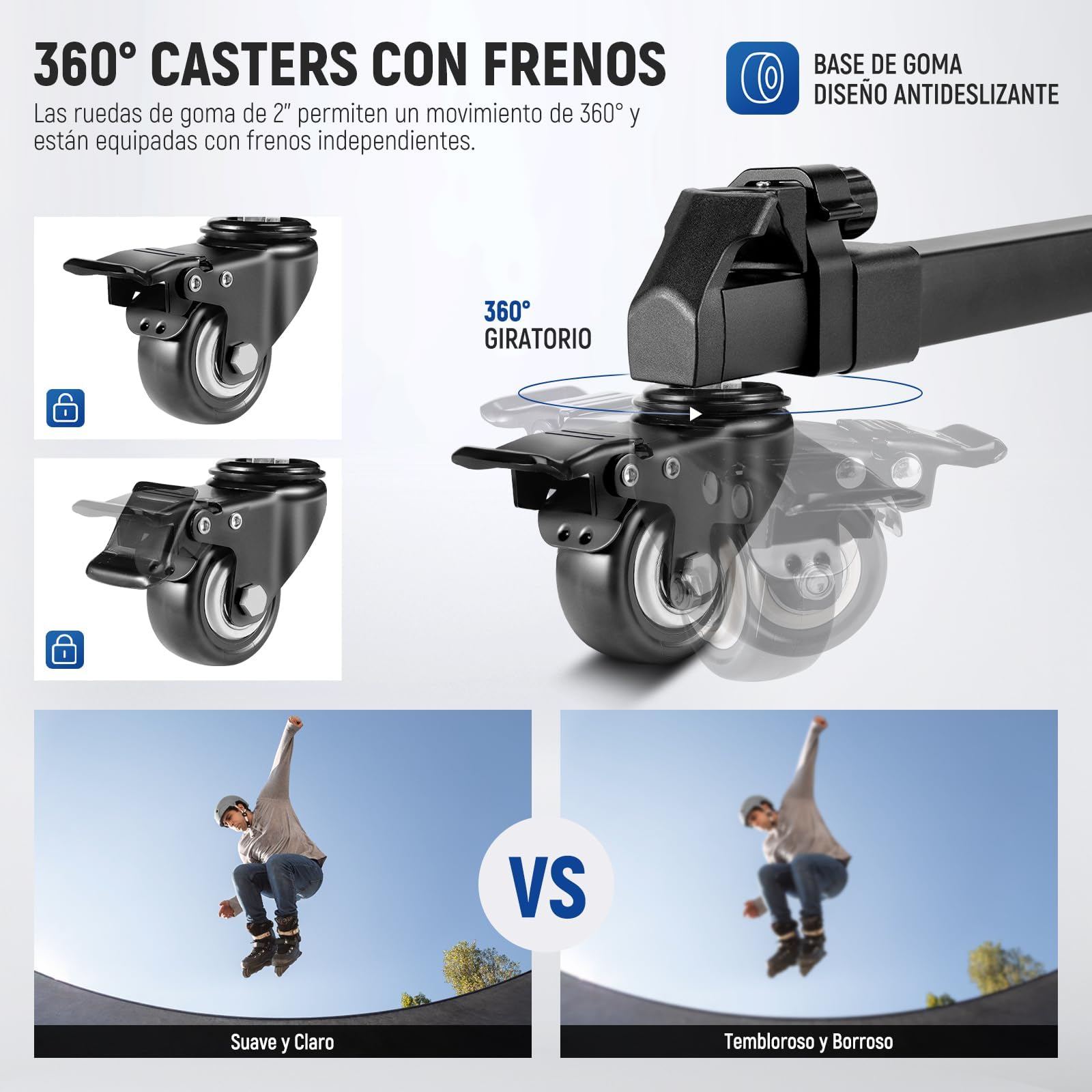 NEEWER Trípode para Fotografía, Liberación Rápida con Goma Ruedas de 2 Pulgadas, Patas Telescópicas, Asa y Bolsa, 33 Libras, Resistente para DSLR Cámaras, Videocámaras, Grabación de Vídeo,TS009