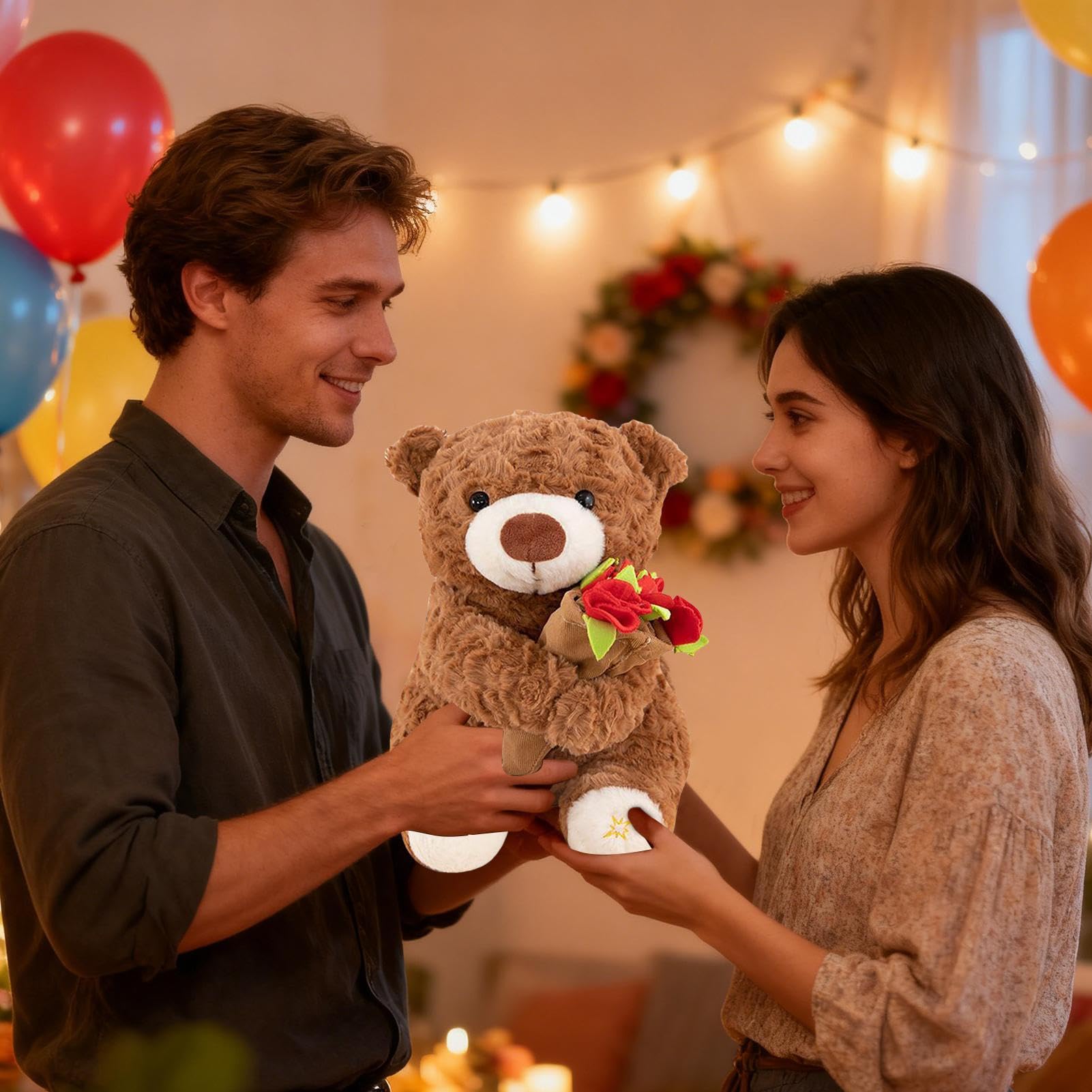 Orsacchiotto Peluche Con Rosa, 30/38CM Orsacchiotto Peluche, Orso Di Peluches Per San Valentine, Adorabile Orso Peluches Per Bambini, Ragazzi, Ragazze, Compleanno, Natale, San Valentine