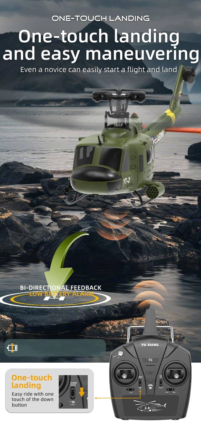 Helicóptero RC para adultos, F07 Bell 206 escala 1:34 2.4G 6CH sin escobillas de accionamiento directo 3D/6G Flybarless RC modelo de helicóptero con posicionamiento de flujo óptico