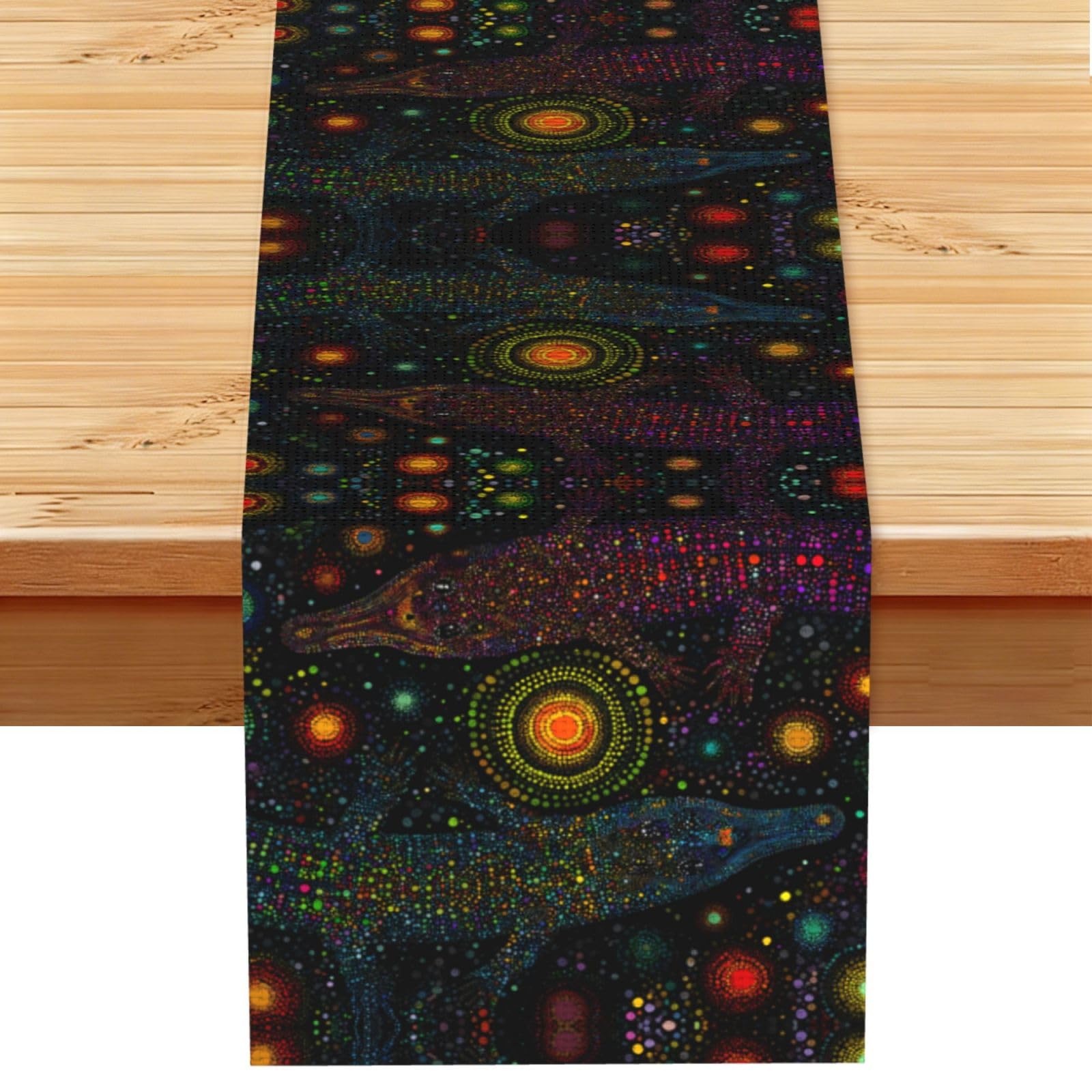 Colorful dot crocodile Linen Feel Table Runner Wedding Party Home Decoration