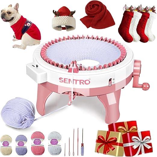 SENTRO Knitting Machine 48 Needles, Smart Knitting Crochet Machine, Double Crocheting Machine Kit,Circle Knit Loom Machine with Row Counter and Hand Crank