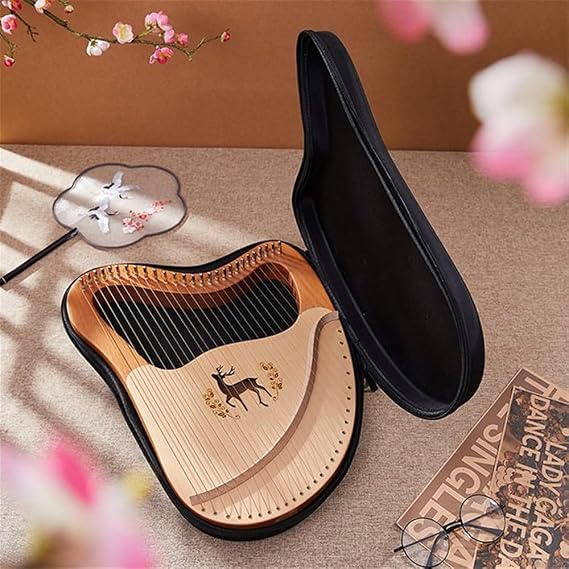 Lyre Harp 21-32 Strings Mahogany Wood String Instrument, with EVA Carry Bag,Tuning Key,Spare String,English Instruction Manual for Adult Kids and Beginners Musical Instrument 32 Strings