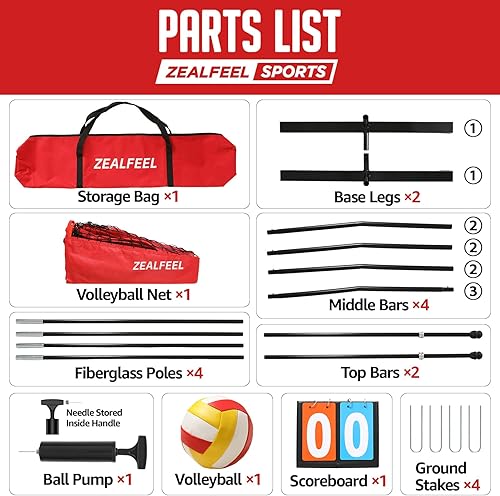 Miniatura 9 de Red de voleibol, red de entrenamiento de voleibol de 12 pies20 pies para patio trasero de altura ajustable, red de práctica portátil independiente