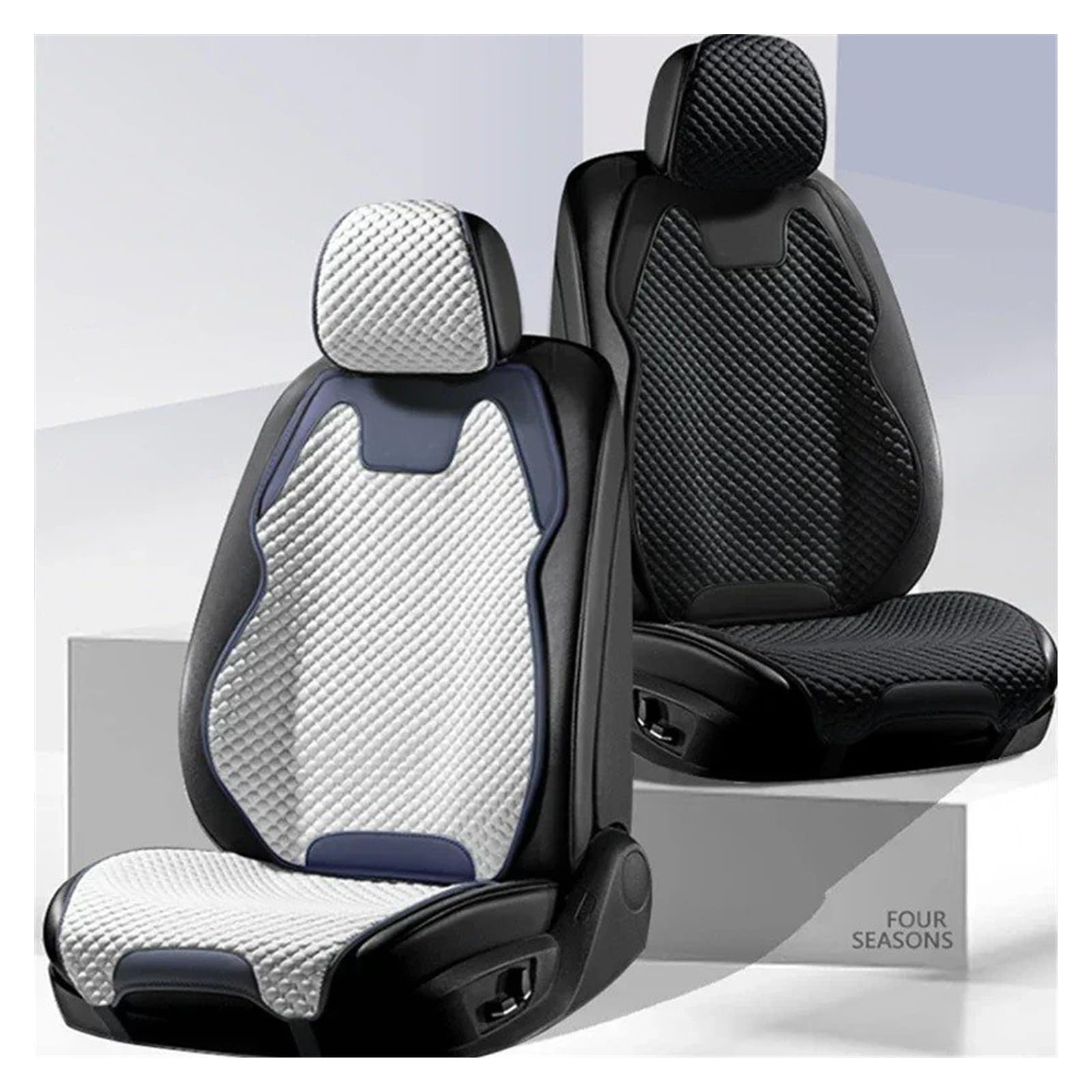 Couverture Siege Coussin Siège Voiture en Soie Glacée Ventilation Confortable, Quatre Saisons, Couverture Universelle Fendue Simple Avant(1set Gray)