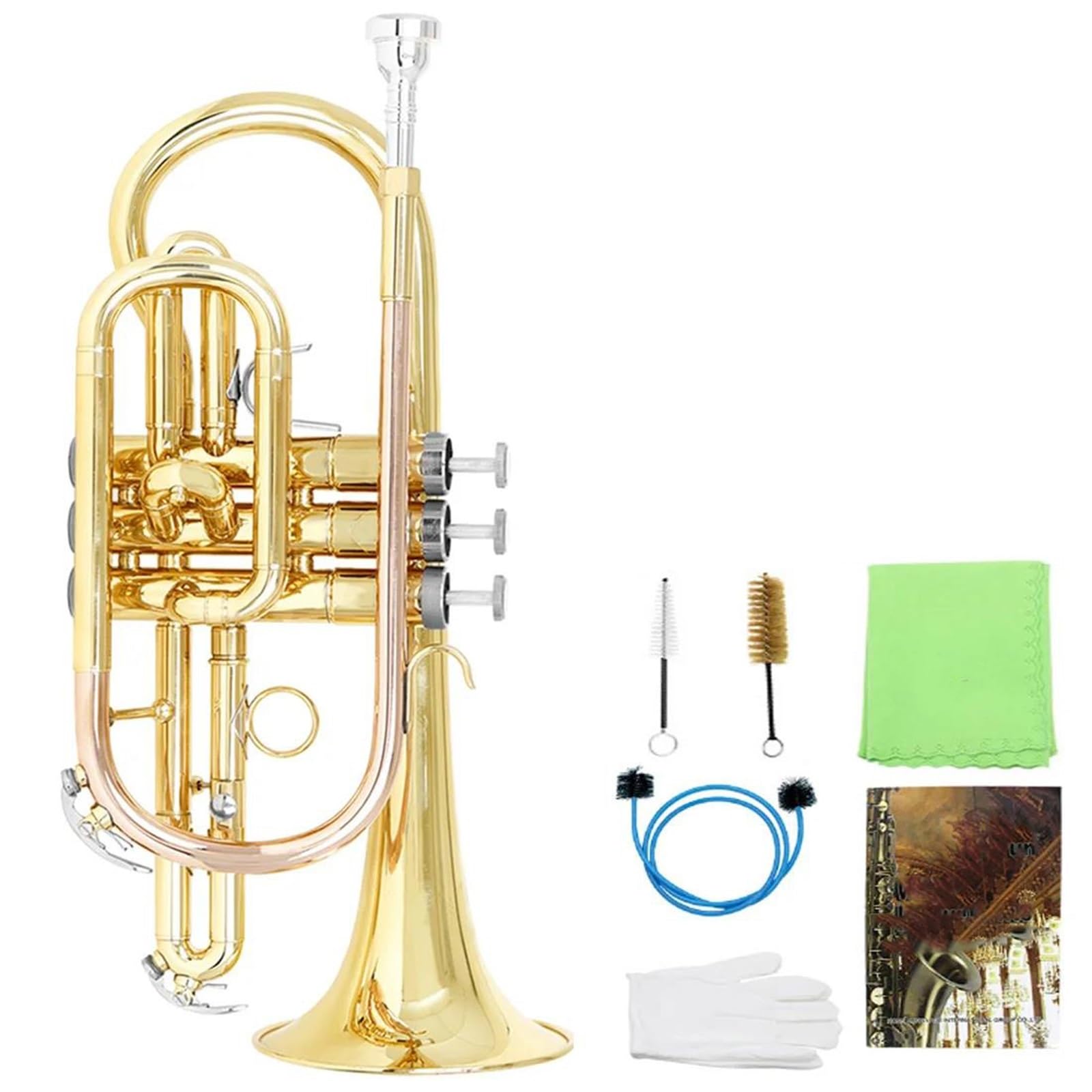 Mini Tromba In Ottone Sib Laccata Oro Con Cinghia Per Bocchino E Set Di Pulizia Per Principianti E Musicisti Ensemble Di Trombe Standard