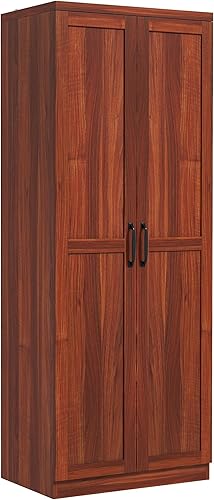 HOMCOM Despensa de cocina de 2 puertas de 63 pulgadas, armario de almacenamiento independiente con estantería de 5 niveles y 2 estantes ajustables