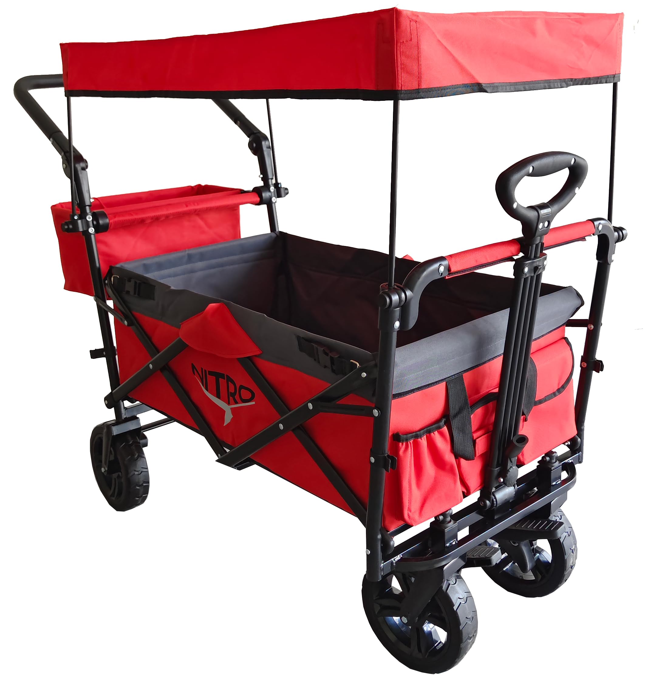 NITRO Carrello a Mano Pieghevole Passeggino Bambini e Spesa Rosso