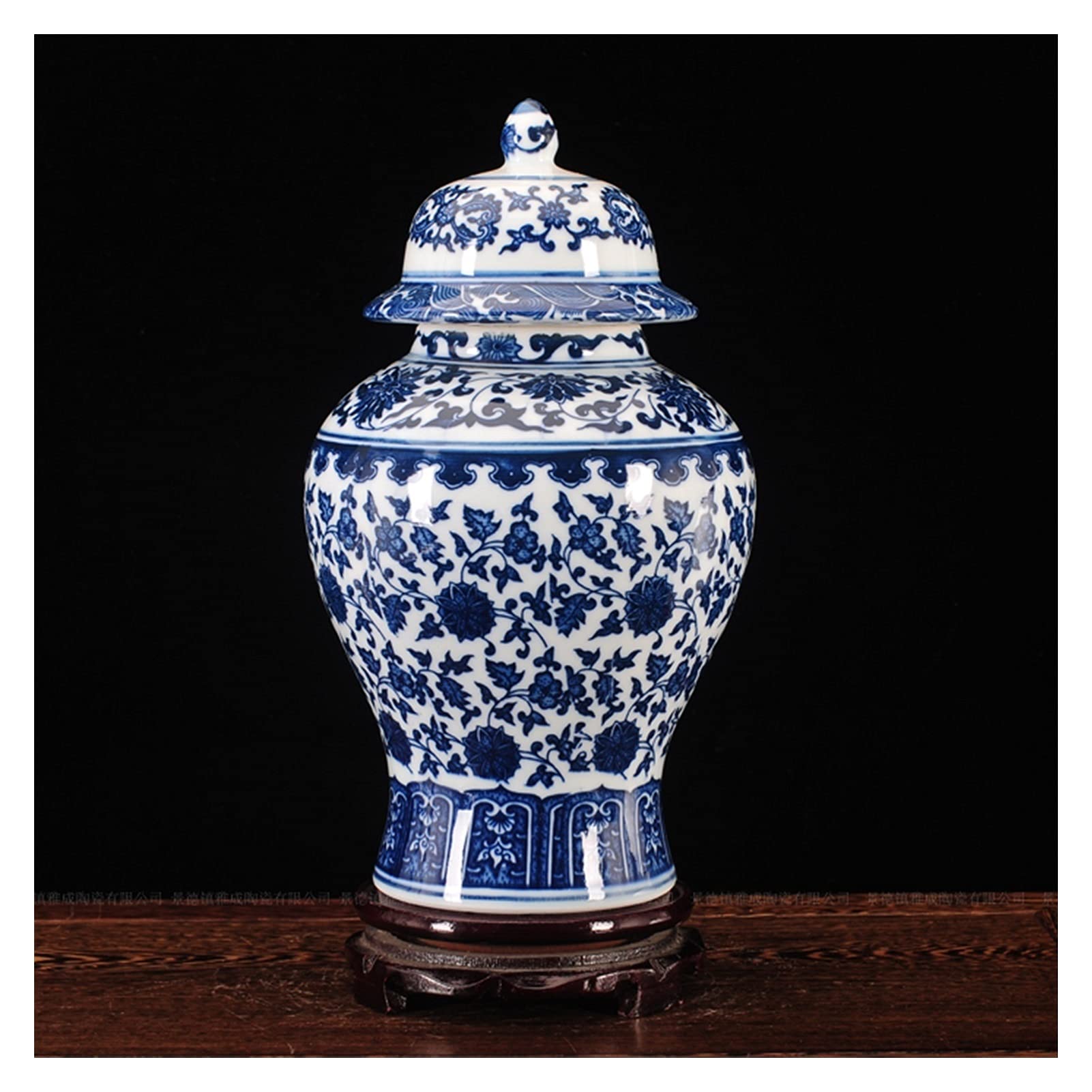 Wohnzimmerdekoration Vase Jingdezhen Keramikglas Antike Ornament, Blau und Weiß TV-Schrank Allgemeiner Handwerk Dekorative Vase Vase (Size : Large)