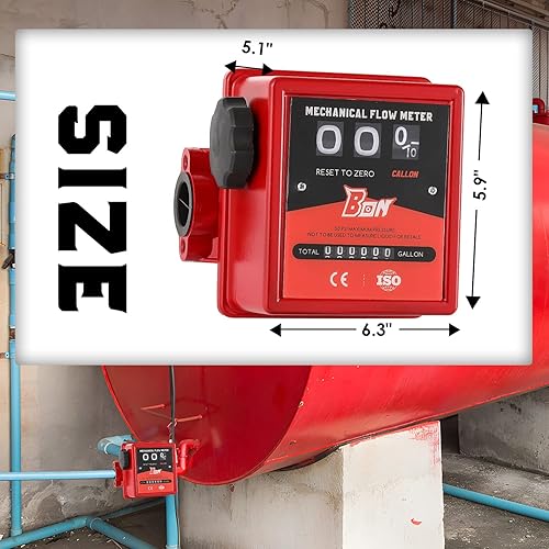 Miniatura 6 de Bonvoisin Medidor de combustible mecánico 1" NPT 5-30GPM Transferencia de combustible Medidor de galón 1% Precisión Medidor de flujo de gasolina