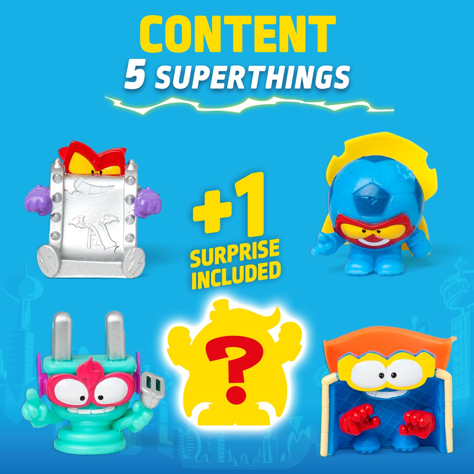 SUPERTHINGS KAZOOM POWER Battle – 5 Pack. Zawartość: 5 figurek Superthings (1 niespodzianka i 1 srebrny kapitan). Zestaw 6/6