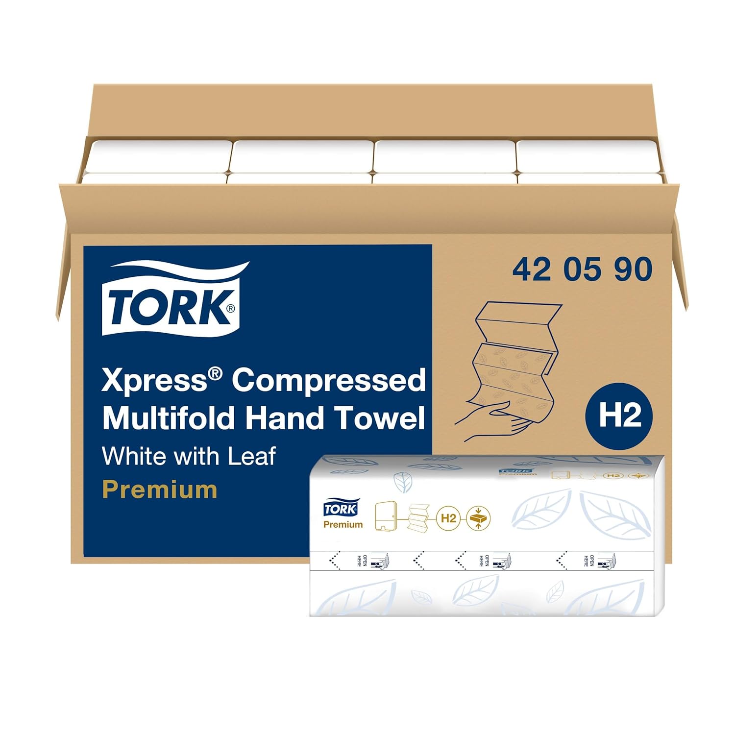tork xpress compressed multifold hand towel white h2, premium, soft and absorbent, 12 x 200 sheets, 420590