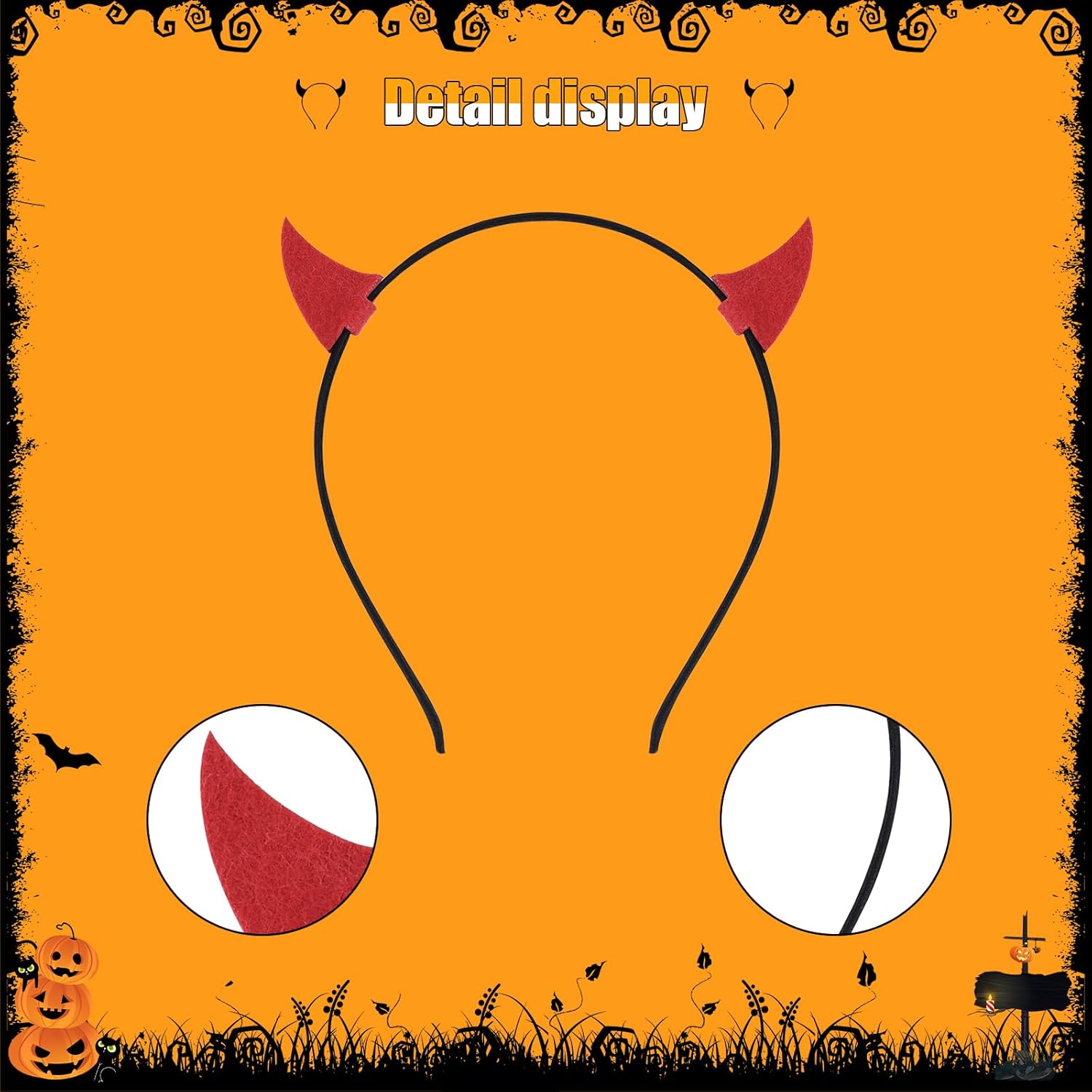 Devil Horns Headband,Little Bull Horn Devil Headband Halloween Adult Dress up Surprise Theme Party - Image 3