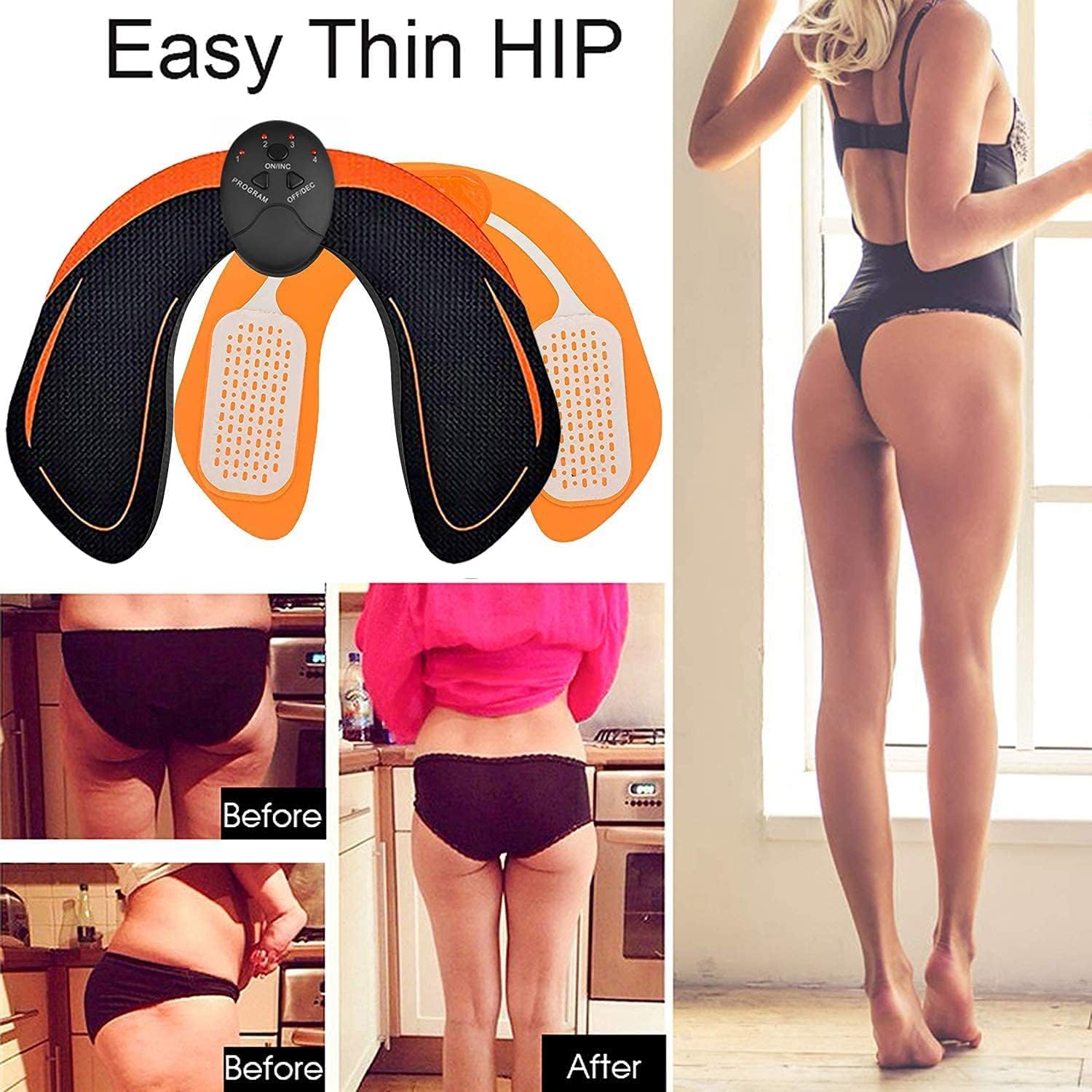 WUGEIN EMS Trainingsgerät,EMS Hüfttrainer,EMS Bauchmuskeltrainer Elektrisch Muskelstimulationsgeräte,6 Modi,Die perfekte Gesäßmuskelkurve Formen,Hüftmuskeltrainer für Männer und Frauen