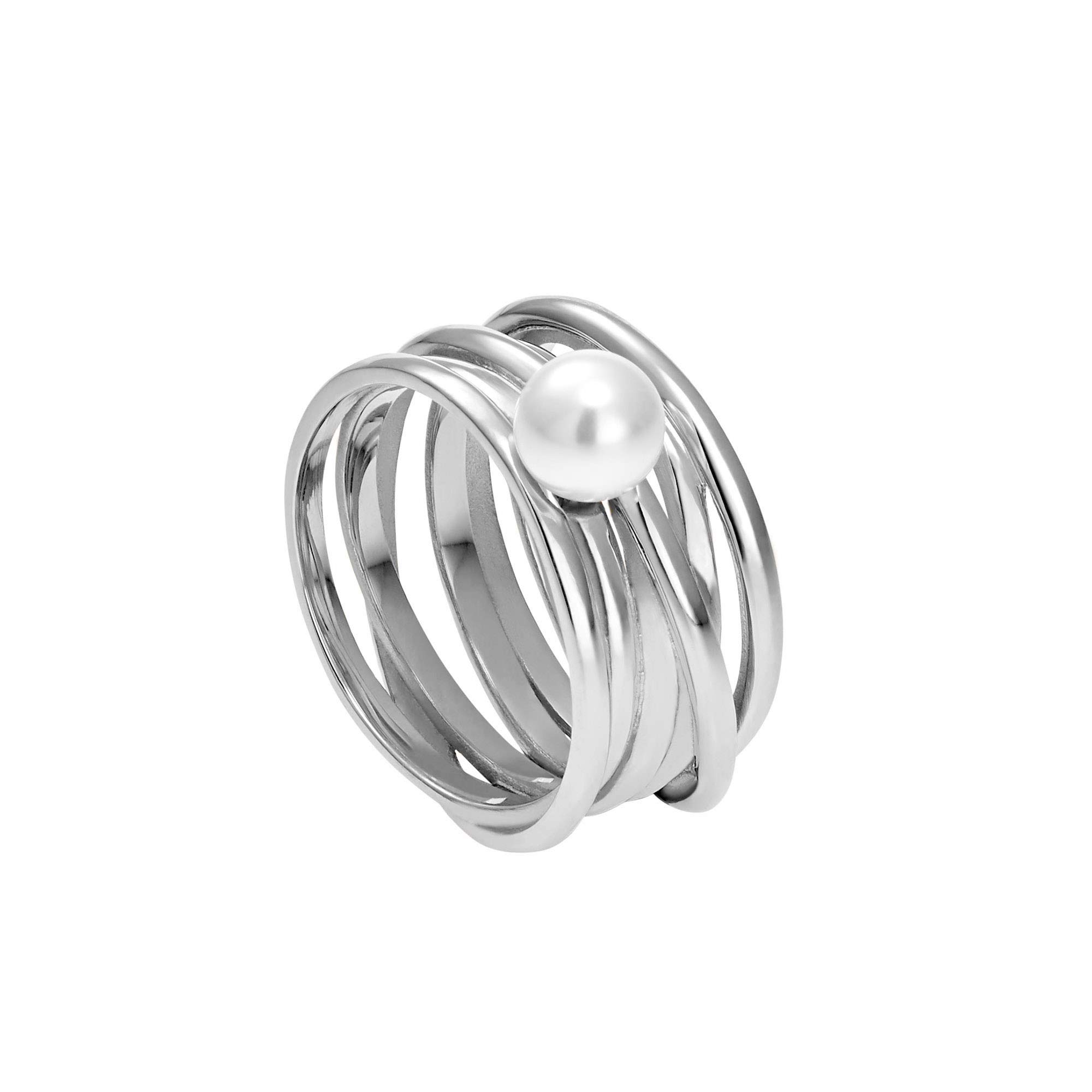 Heideman Ring Damen Serpens Silber Edelstahl Perle weiß poliert