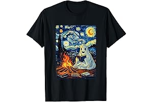 Van Gogh's 'The Starry Night' T-Shirt for Reading Halloween Camping