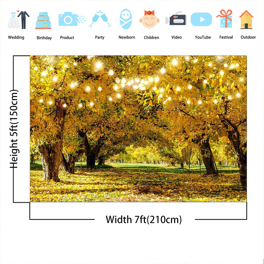 Toile De Fond Photo Forêt D'automne - 2,1 X 1,5 M, Impression HD, Coton Lavable, Pour Déco Fête, Portrait, événement