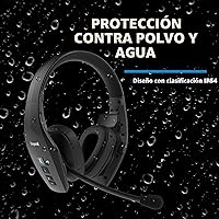 Vista 6 de BlueParrott S650-XT Auriculares Bluetooth inalámbricos 96% de cancelación de ruido, audífonos Trucker sobre la cabeza con micrófono, convertible