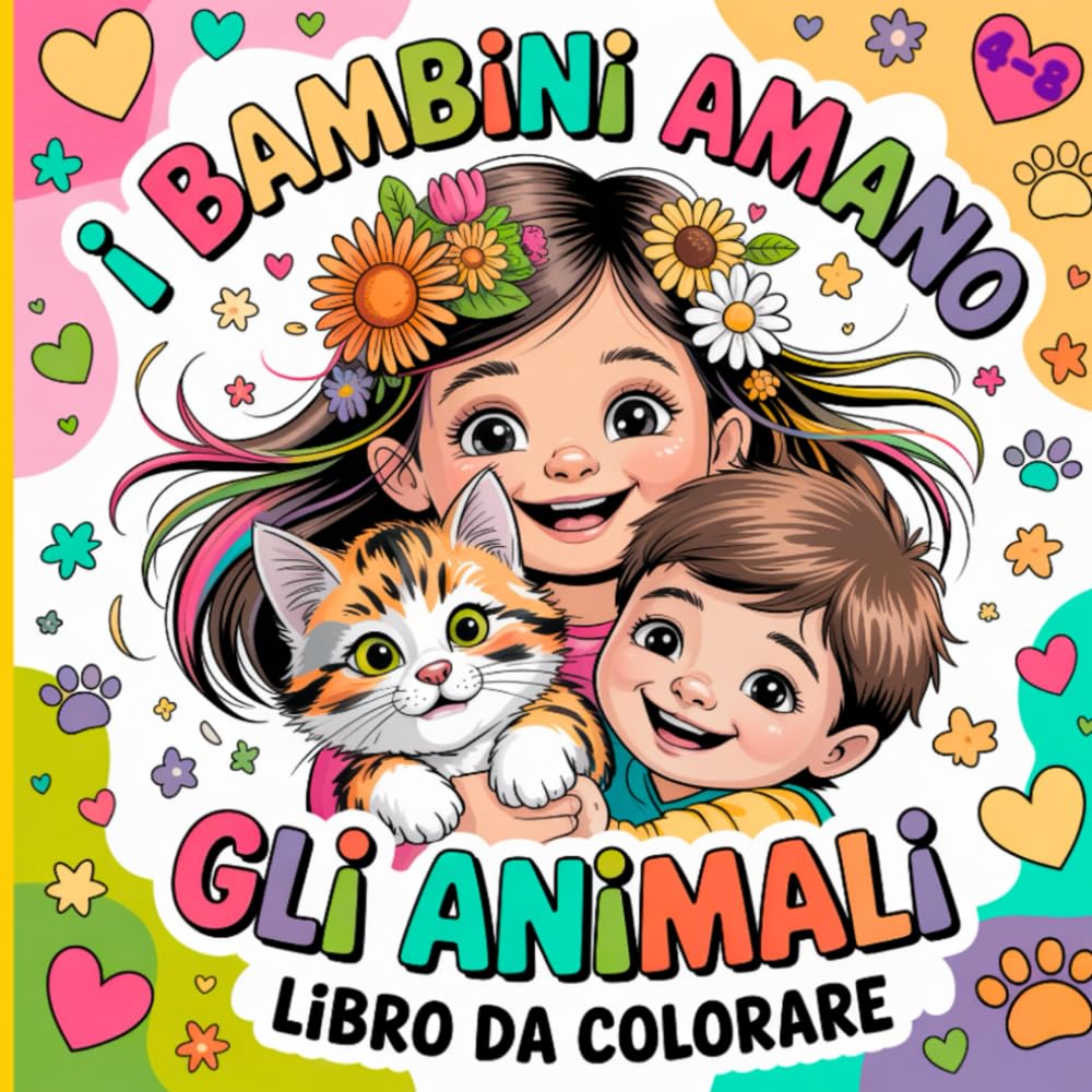 I Bambini Amano Gli Animali Libro Da Colorare: 50 pagine da colorare con bambini che si prendono cura degli animali, pagine semplici e facili per età da 4 a 8 anni