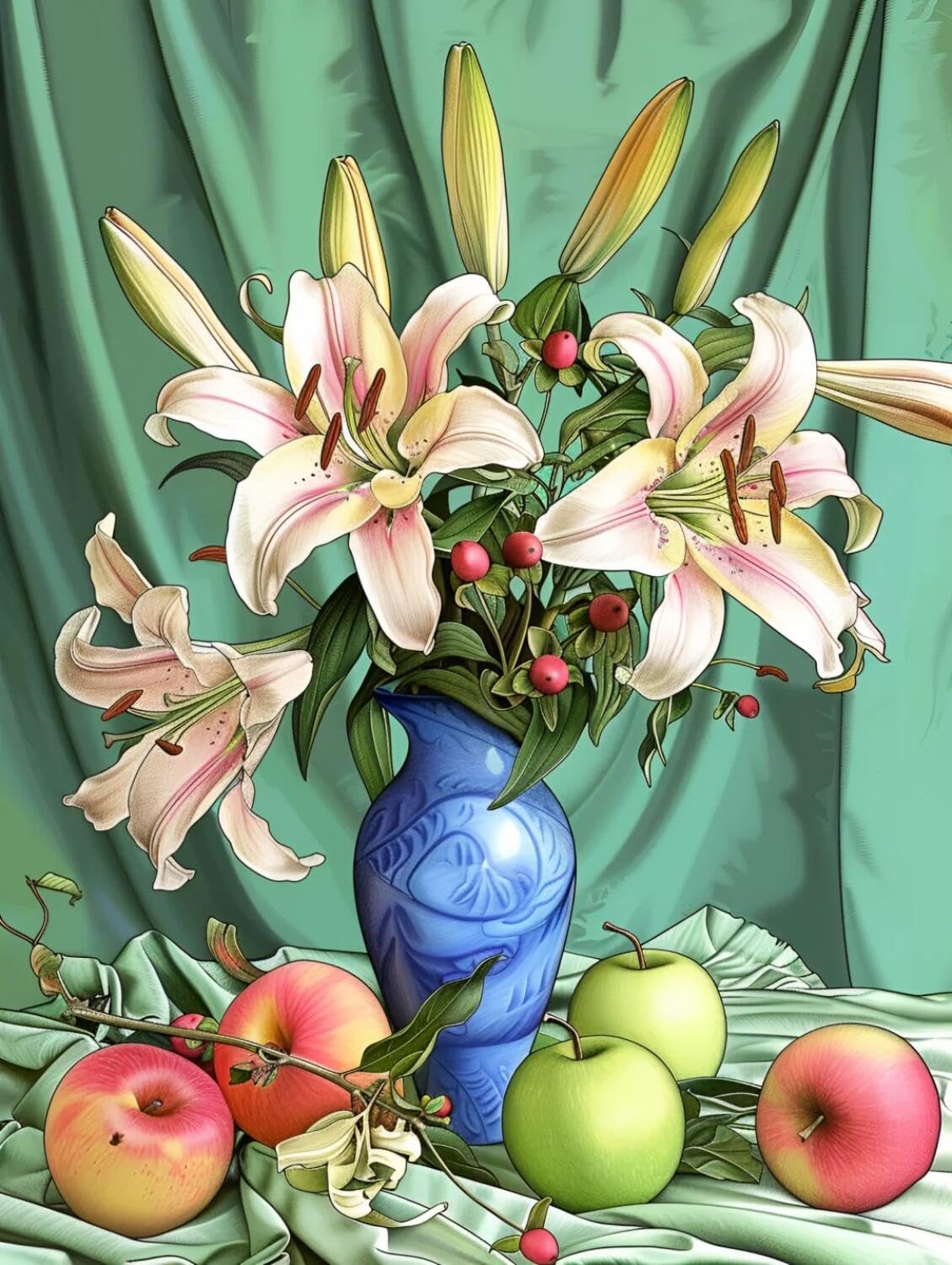 Rqwybcaxn Seed Bead Embroidery Kits Lilies in a vase 40x50cm