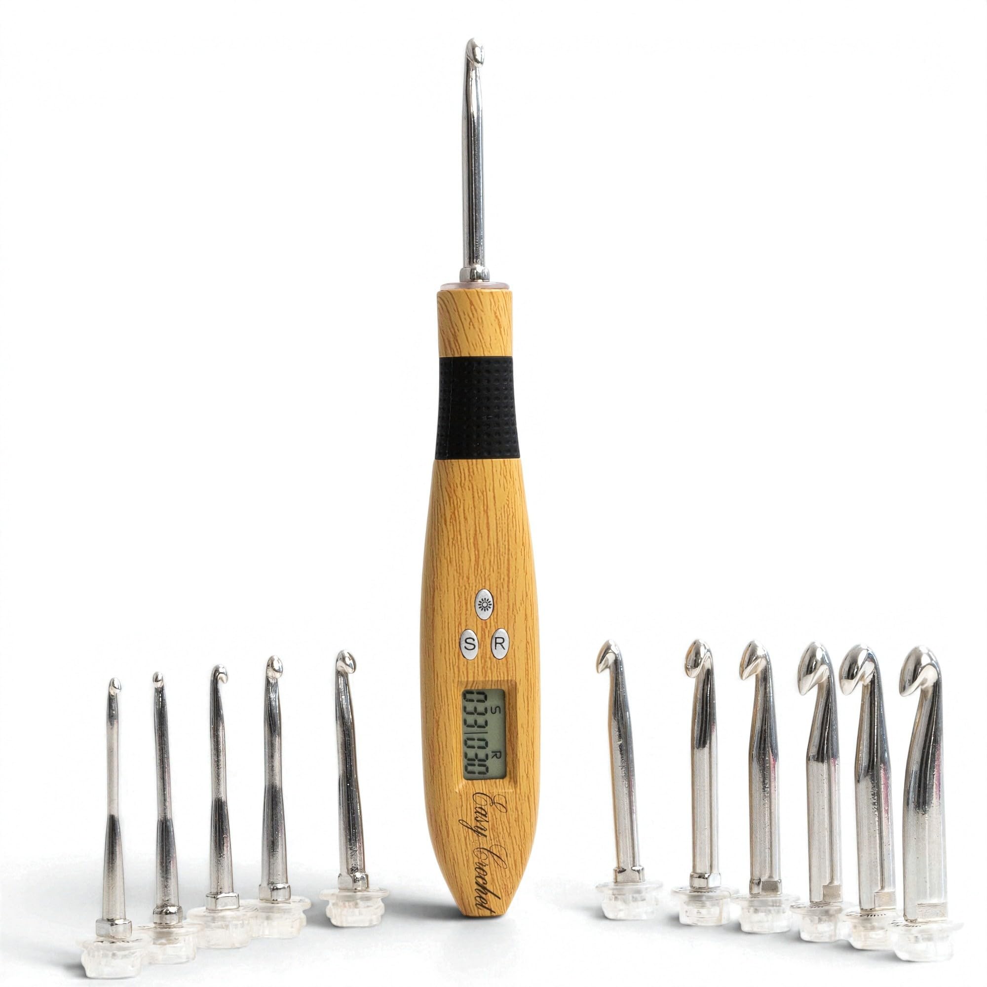 12-Piece Crochet Hook Set with Soft Grip Handles and Built-In Row Counter
