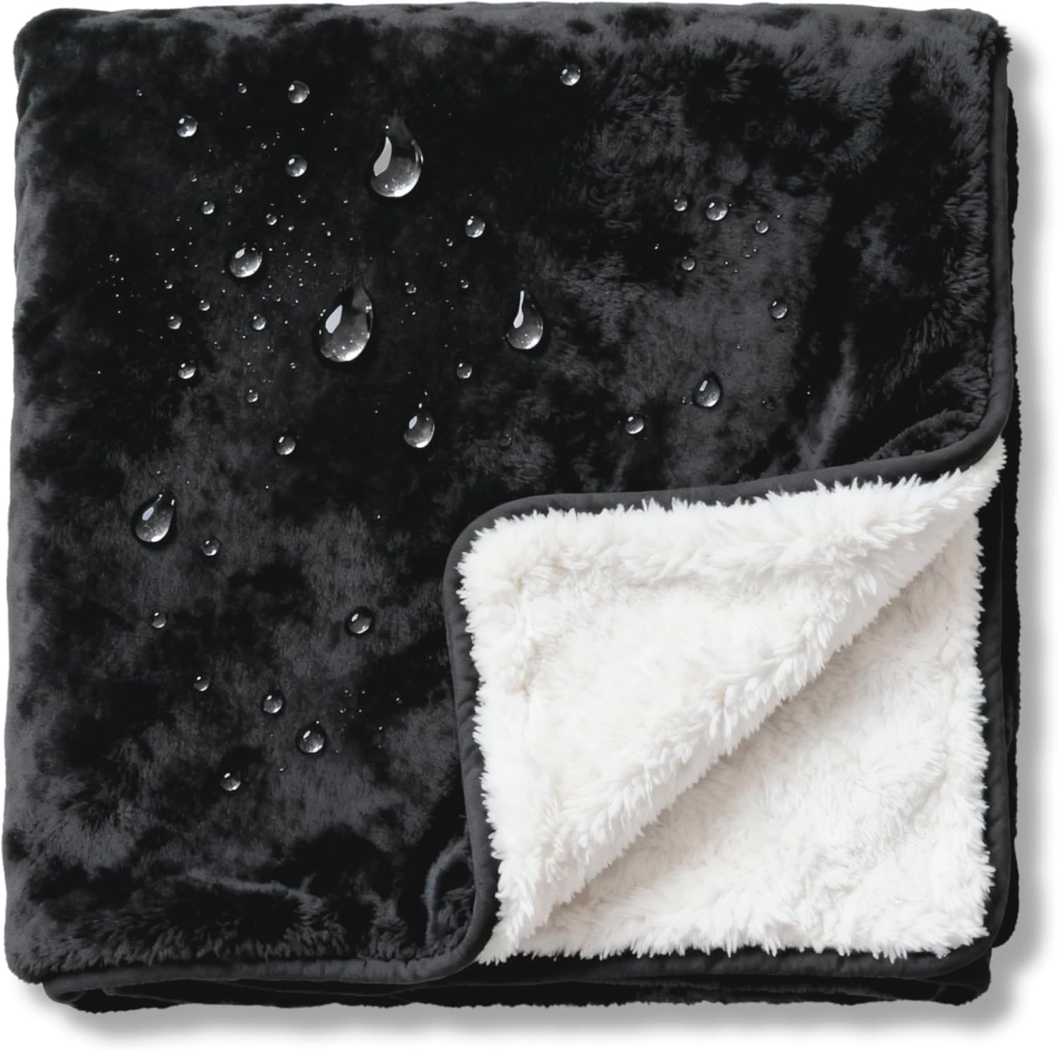 CREW FLX Waterproof Blanket for Bed Intimacy (80"x 60" Queen Size) Reversible Fleece | Sherpa, Love Blanket, Water Proof TPU Stain Proof Couch Furniture Mattress Winter Large Dog Bed Cover - Gray: Black Sherpa Fleece 80 x 60 inch